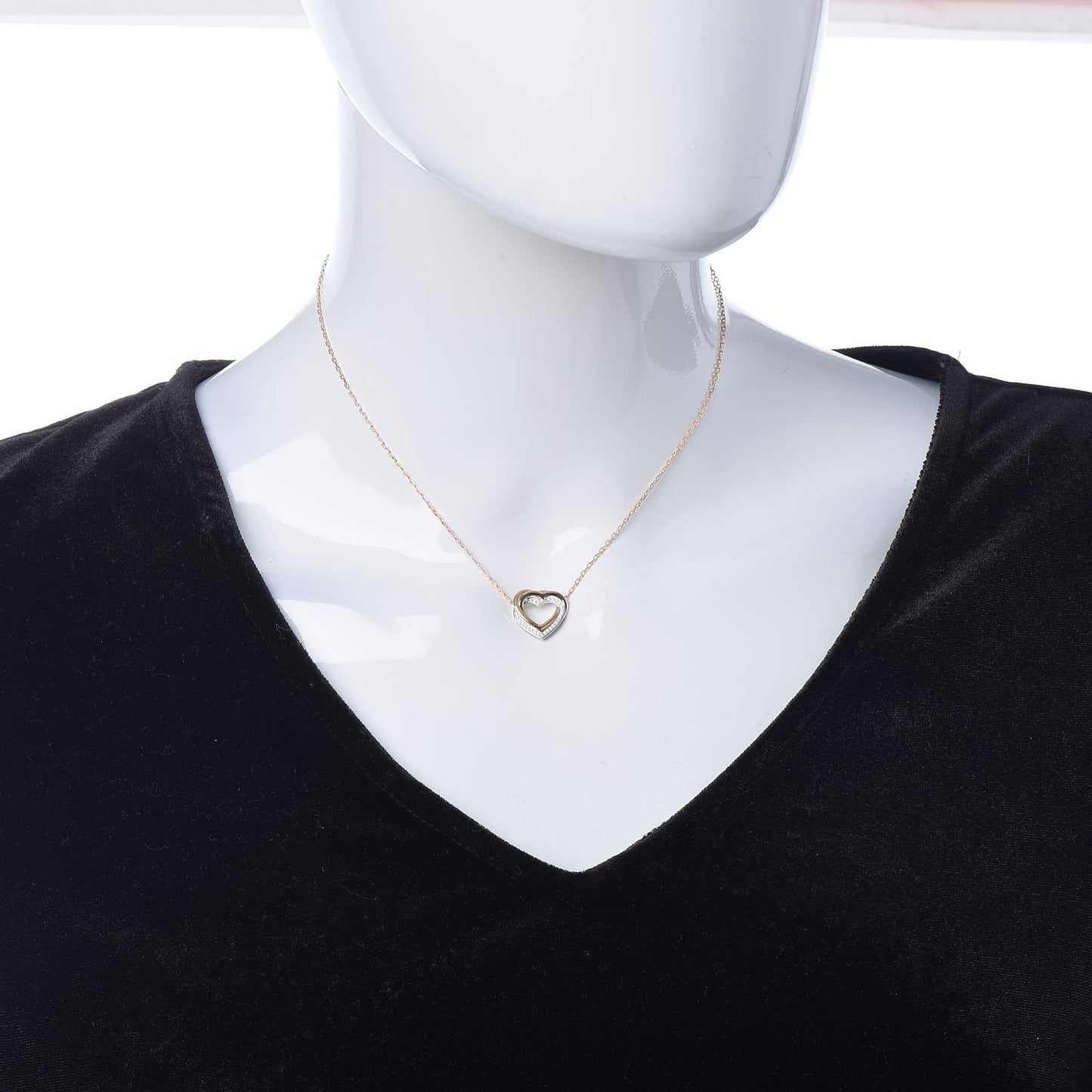 18K Pink Yellow White Gold Diamond Trinity Heart Pendant Necklace