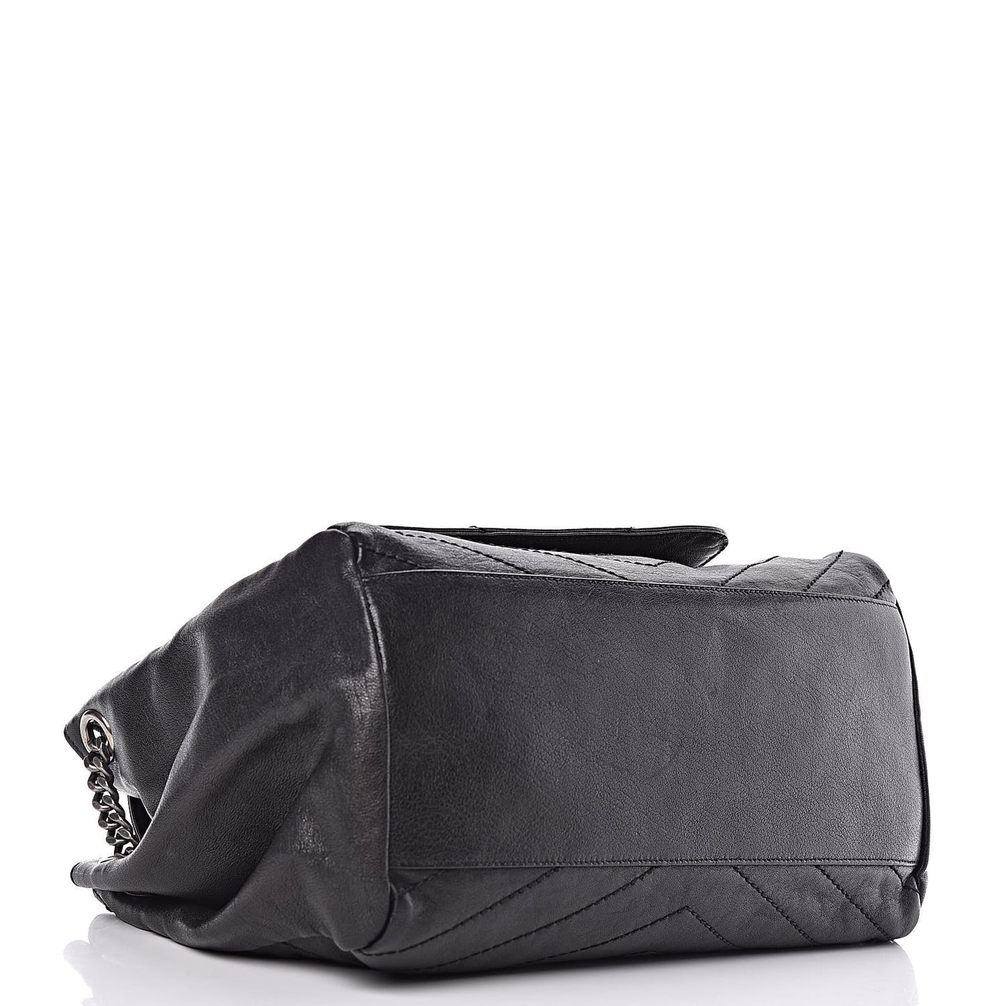 Pebbled Lambskin Chevron Monogram Large Nolita Black