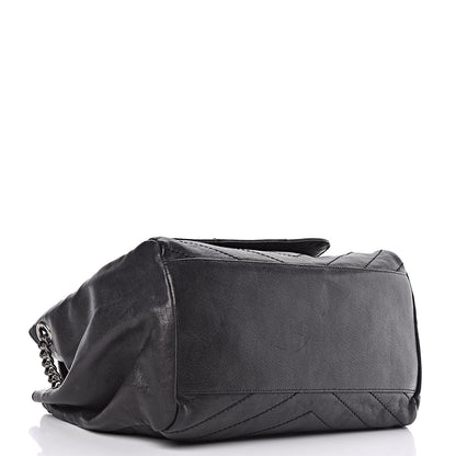 Saint Laurent Pebbled Lambskin Chevron Monogram Large Nolita Black 4 of 10