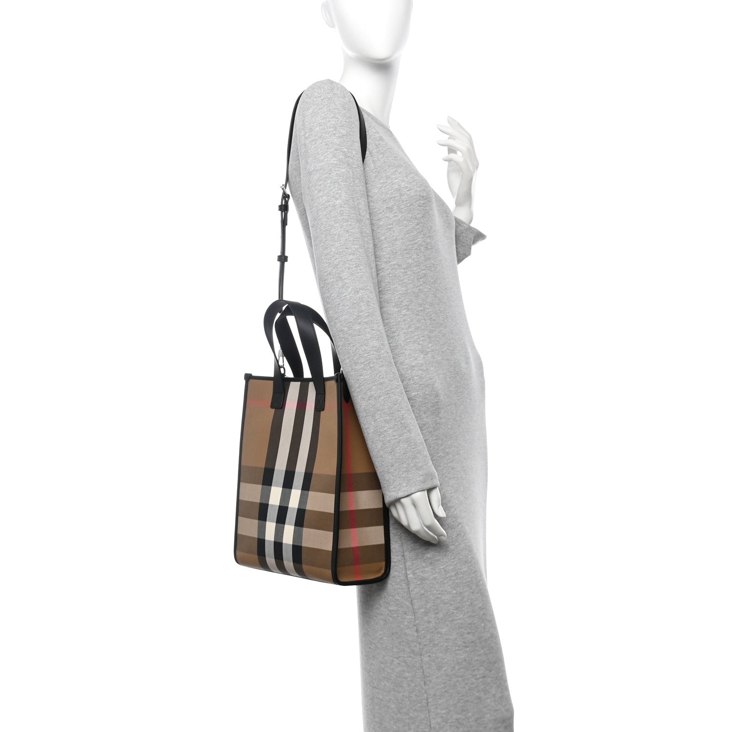 Burberry Calfskin House Check Small N/S Tote Black 2 of 10