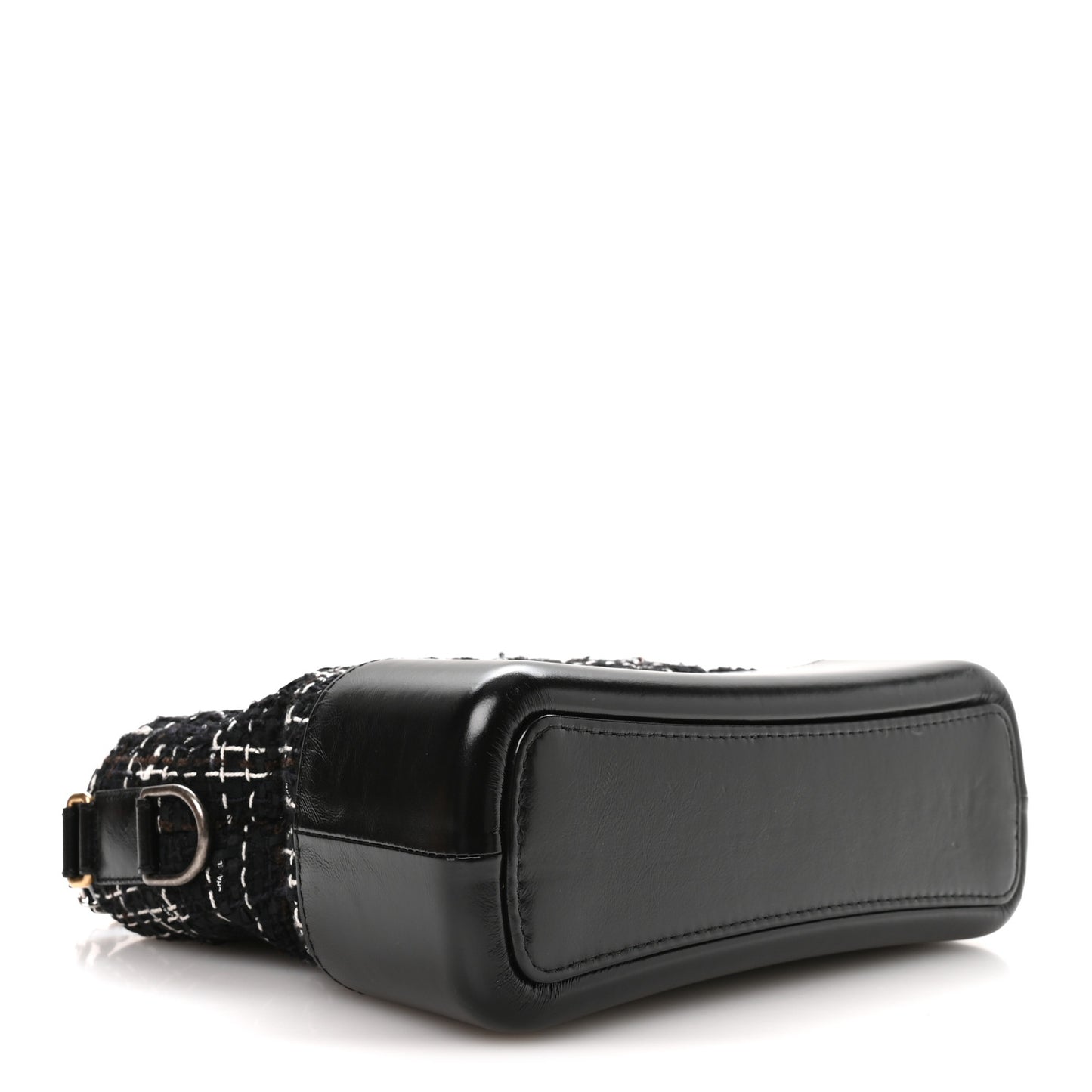 Tweed Calfskin Quilted Medium Gabrielle Hobo Black White