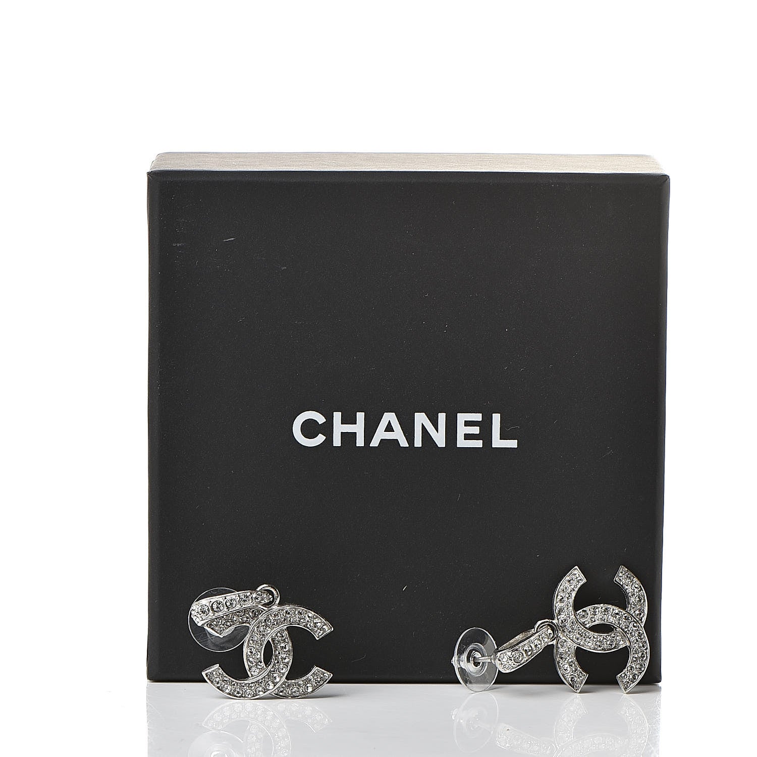 Chanel Crystal Palais Garnier CC Drop Earrings Silver 5 of 5