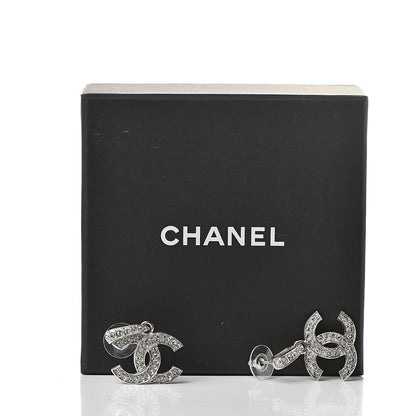 Chanel Crystal Palais Garnier CC Drop Earrings Silver 5 of 5
