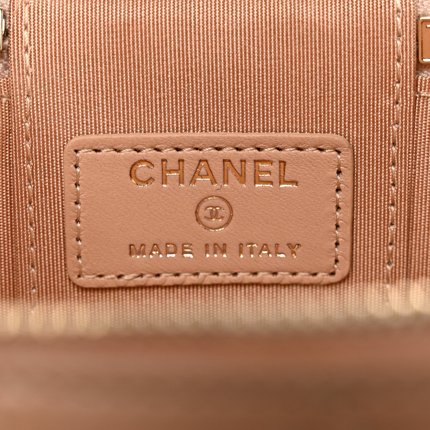 Chanel Lambskin Quilted Top Handle Mini Vanity Case With Chain Beige 6 of 9
