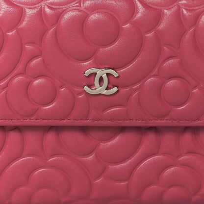 Chanel Lambskin Embossed Camellia Large Gusset Flap Wallet Pink 9 of 9