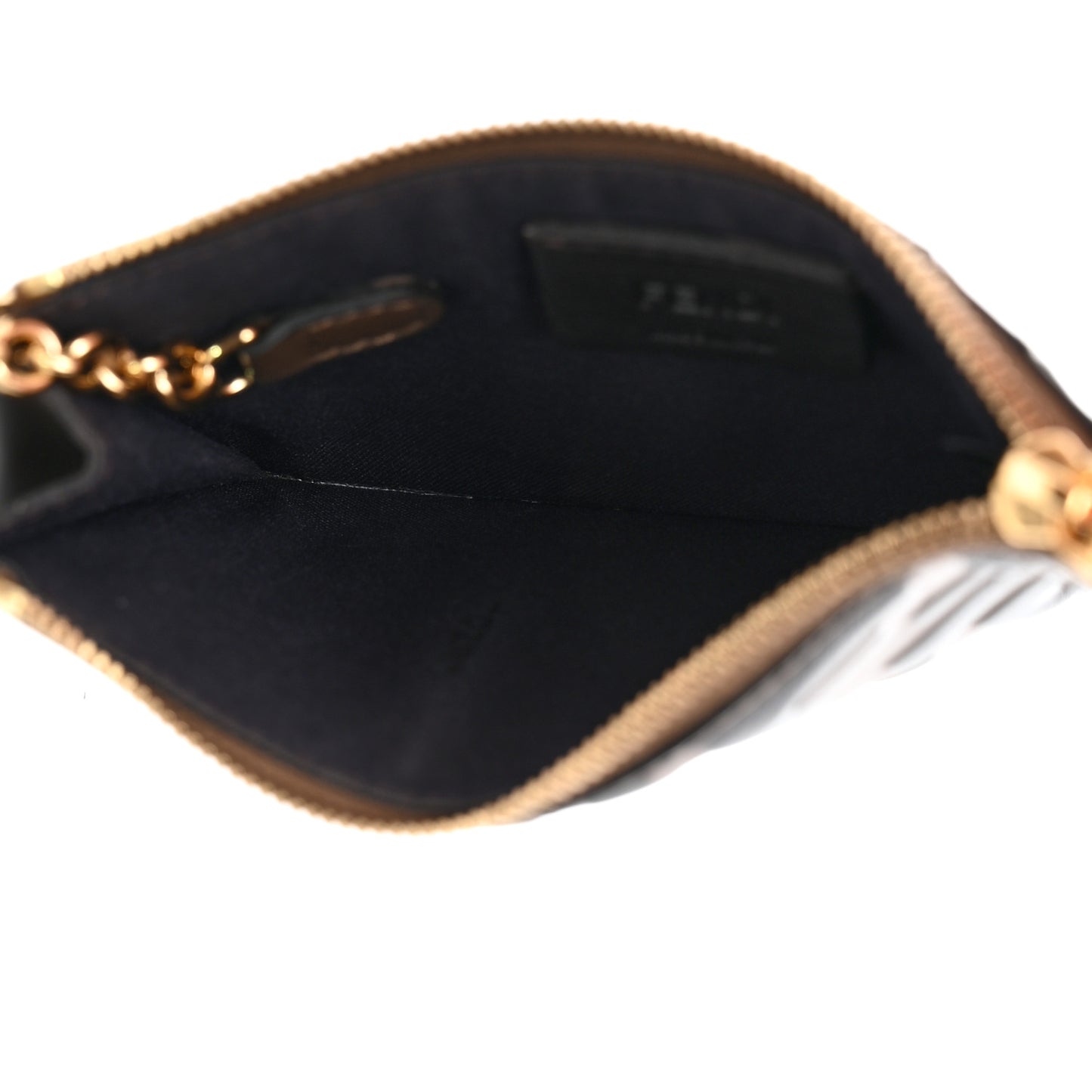 Vitello Soft F is Fendi Bi-Color FF 1974 Embossed Key Case Pouch Maya Black