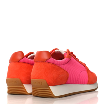 Hermes Suede Goatskin Technical Mesh Womens Escape Sneakers 37.5 Rose Sorbet 4 of 9