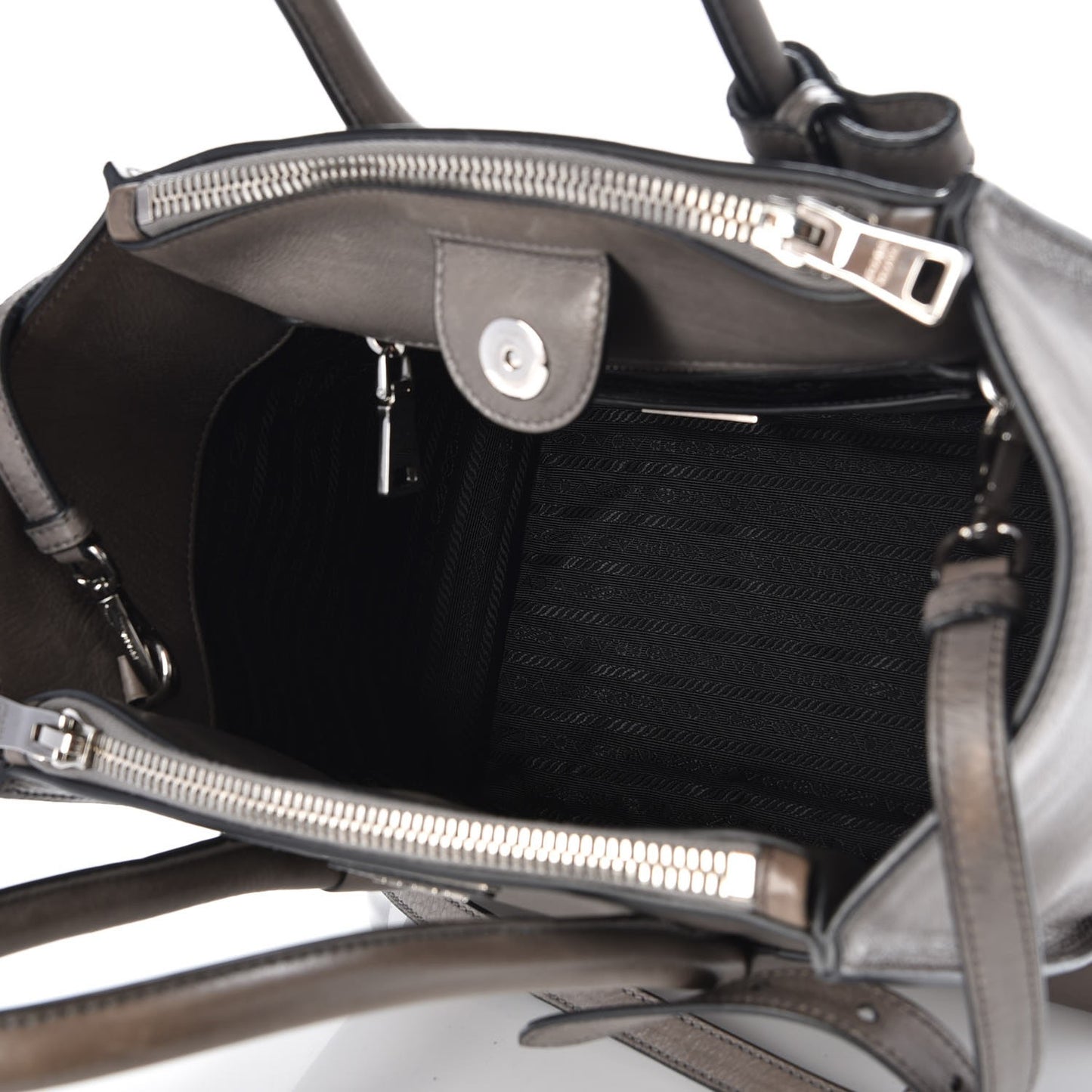 Glace Calf Small Twin Pocket Tote Marmo