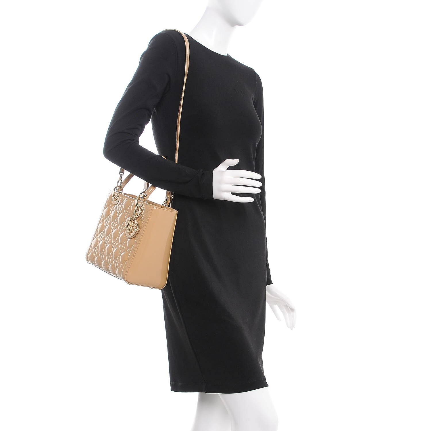 Christian Dior Patent Cannage Medium Lady Dior Beige 2 of 10