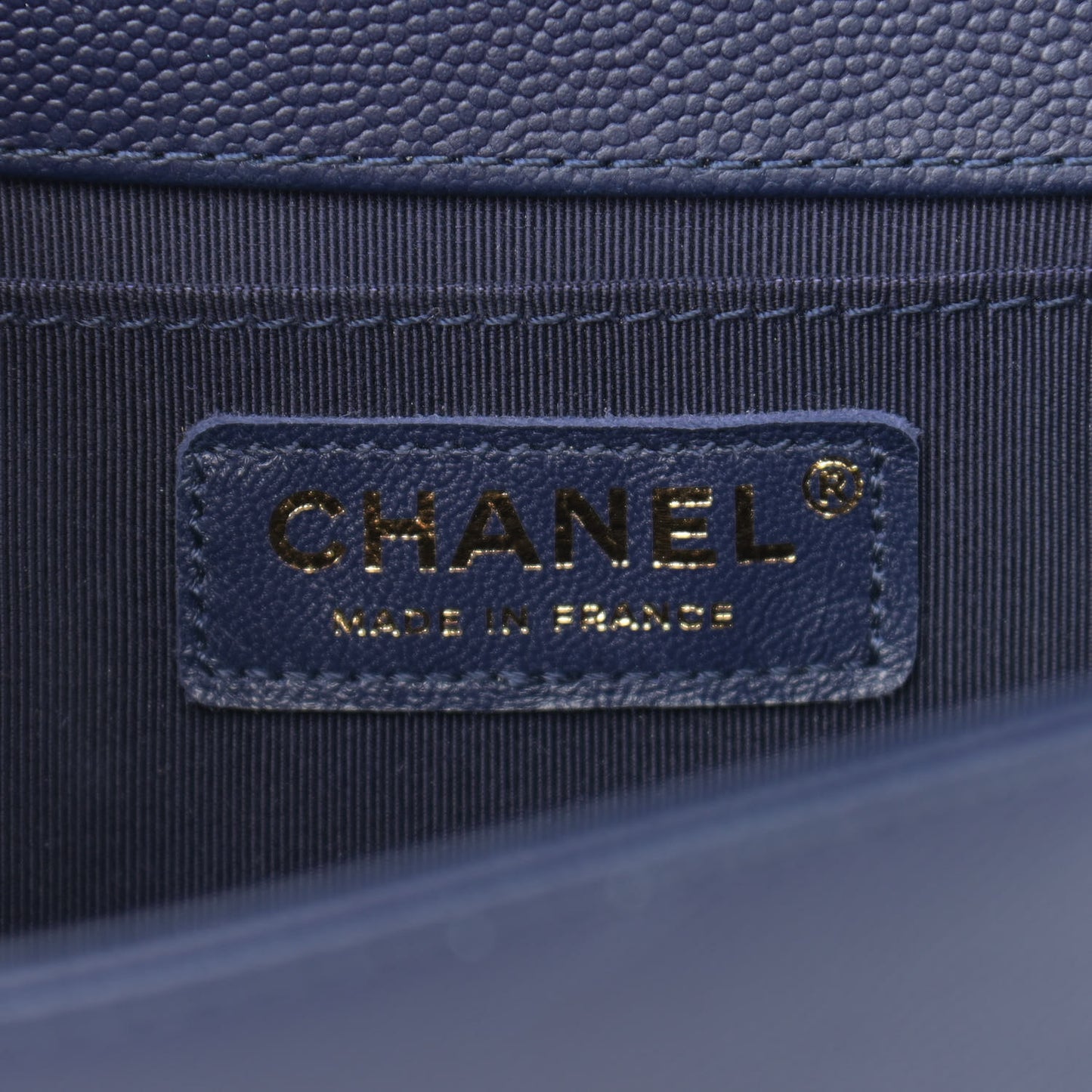 Caviar Quilted Medium Boy Flap Navy