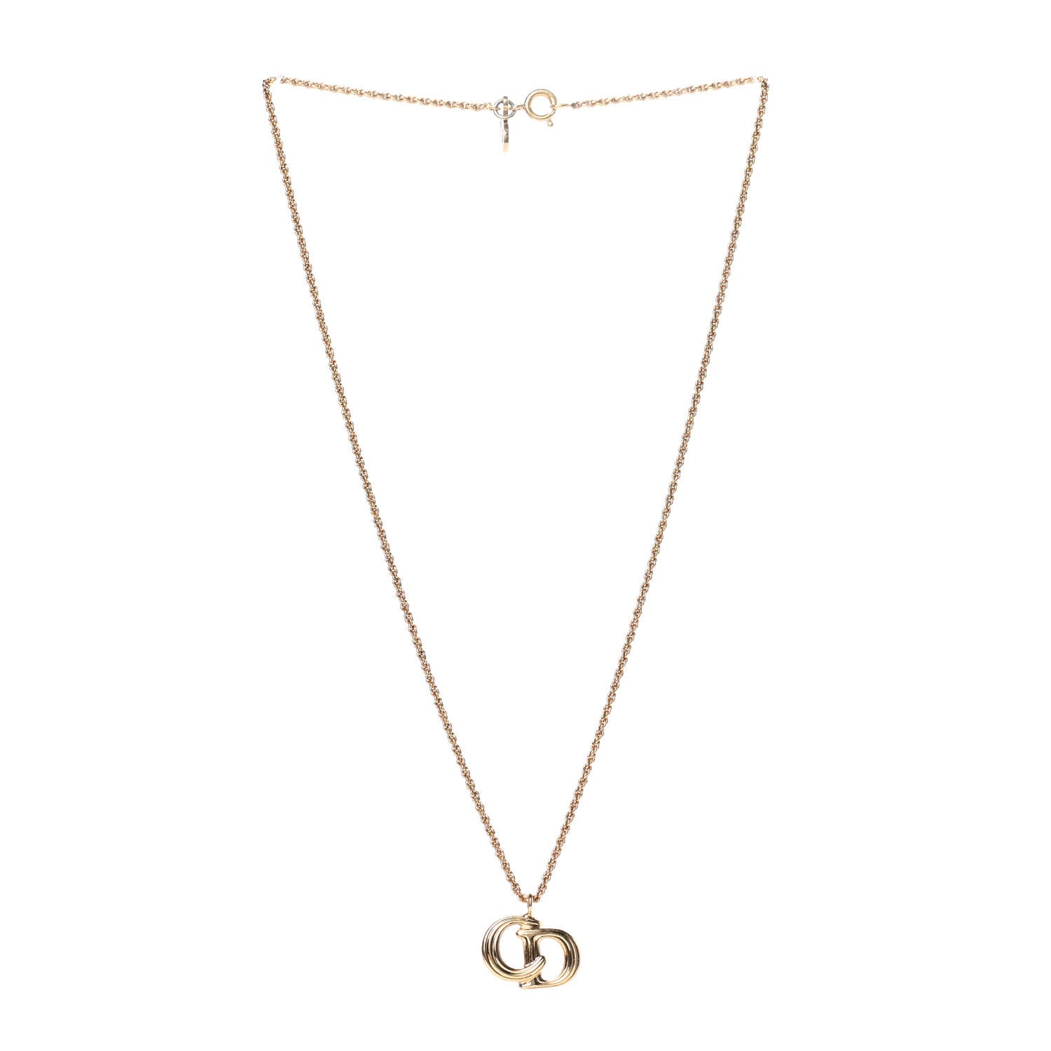 Christian Dior Metal CD Logo Necklace Gold 3 of 4