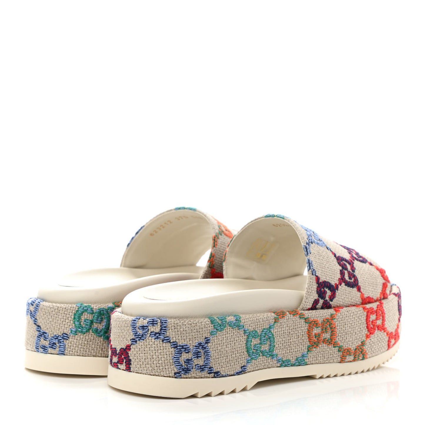 Linen Psychedelic Mini GG Monogram Angelina Platform 55mm Slide Sandals 37.5 Multicolor