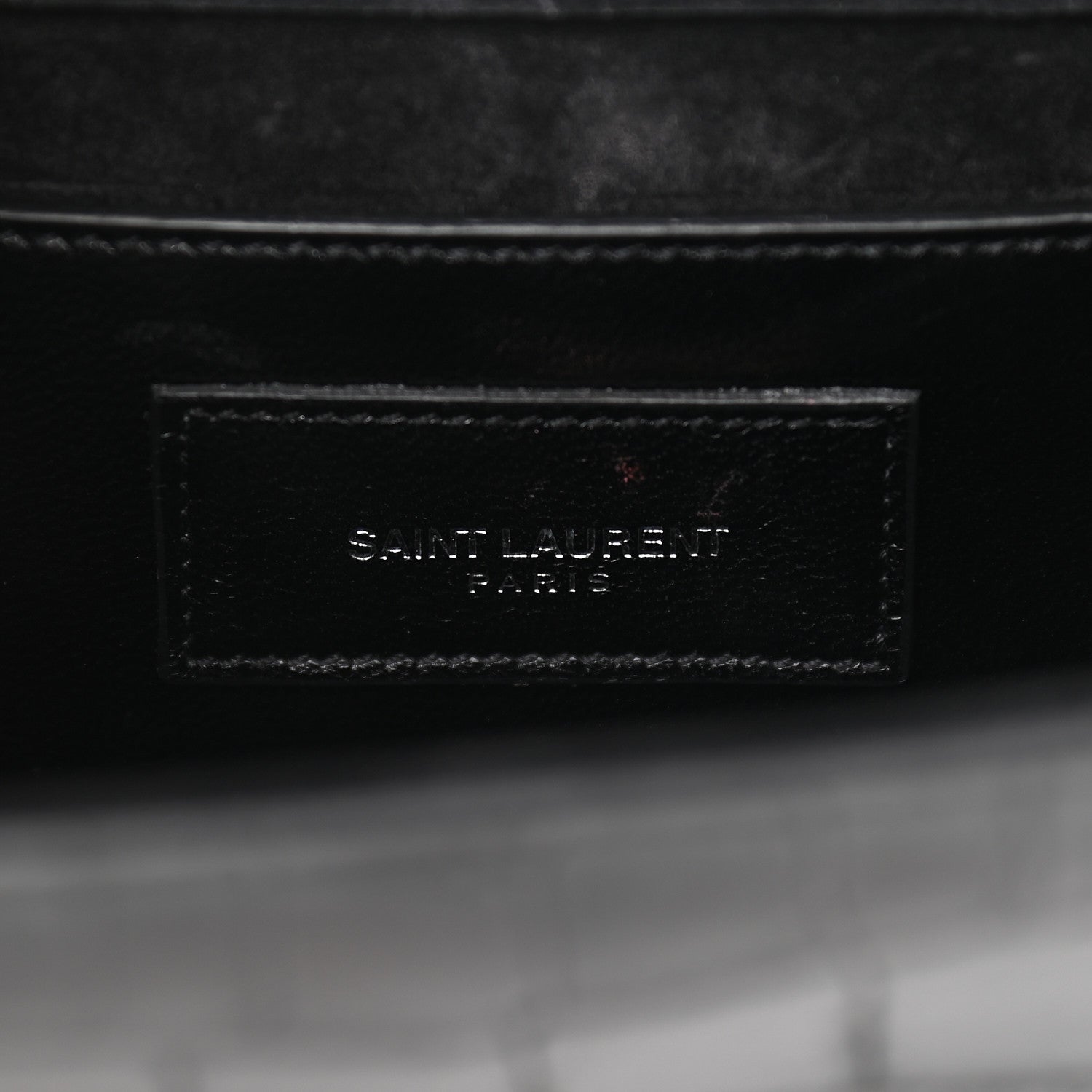 Saint Laurent Calfskin Crocodile Embossed Small Classic Monogram Kate Tassel Satchel Black 6 of 8