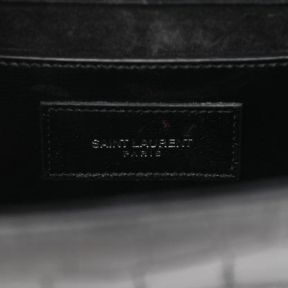 Saint Laurent Calfskin Crocodile Embossed Small Classic Monogram Kate Tassel Satchel Black 6 of 8