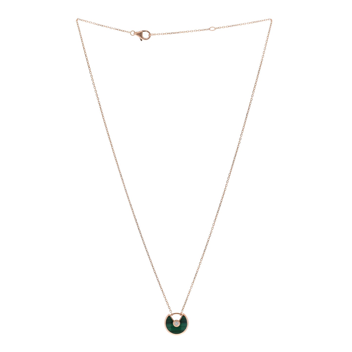 18K Pink Gold Diamond Malachite XS Amulette de Cartier Pendant Necklace