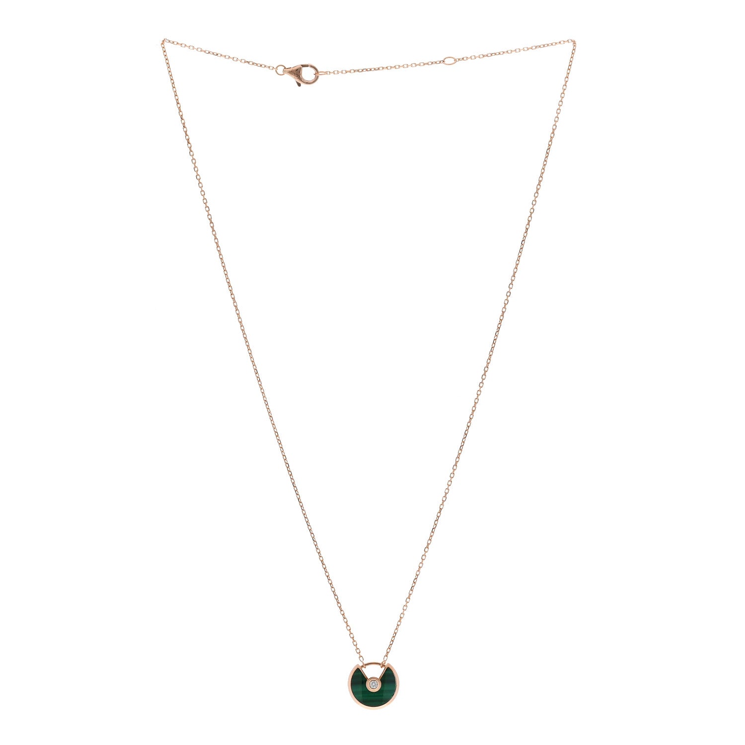 Cartier 18K Pink Gold Diamond Malachite XS Amulette de Cartier Pendant Necklace 3 of 6