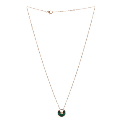 Cartier 18K Pink Gold Diamond Malachite XS Amulette de Cartier Pendant Necklace 3 of 6