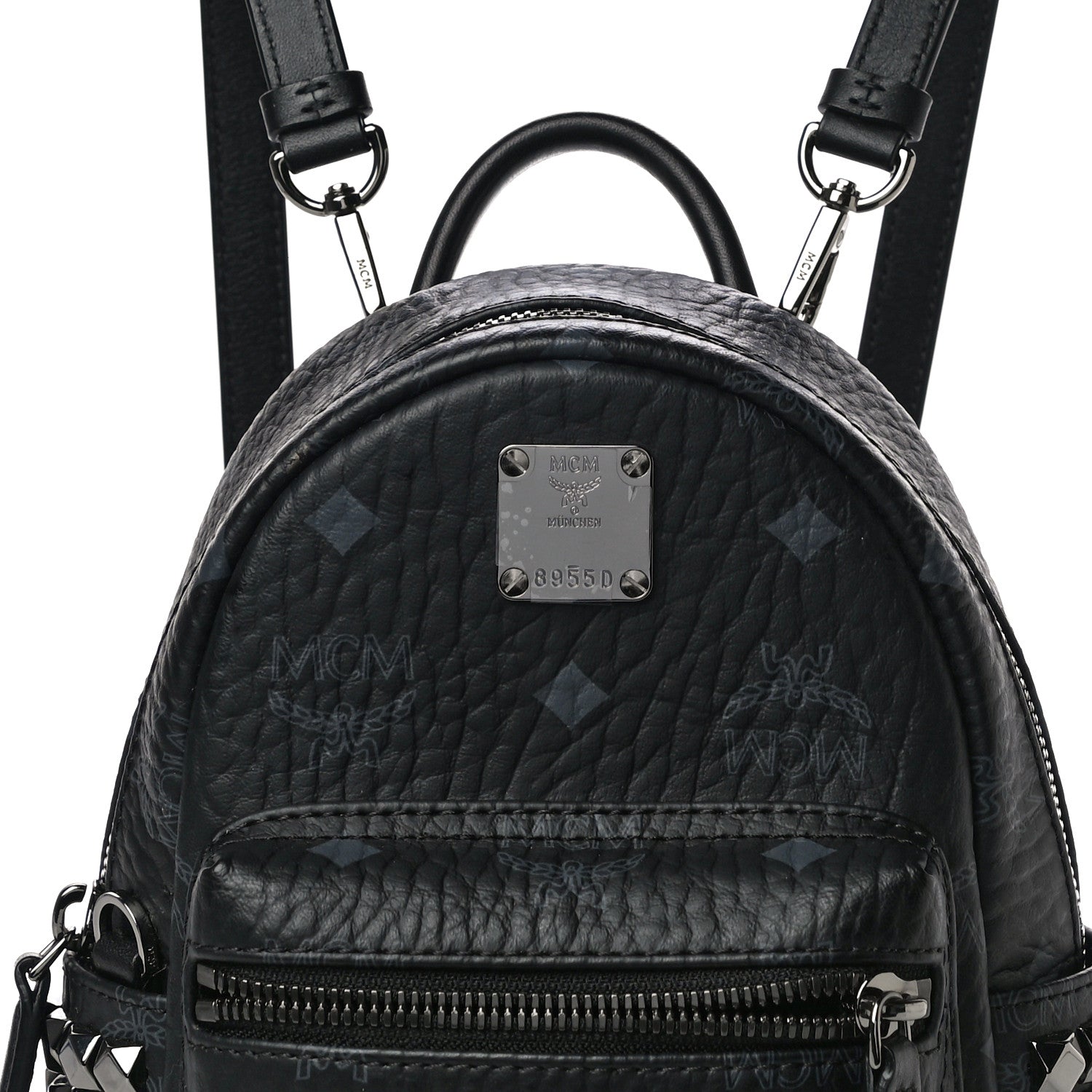 MCM Visetos Side Stud X-Mini Stark Bebe Boo Backpack Black 8 of 10