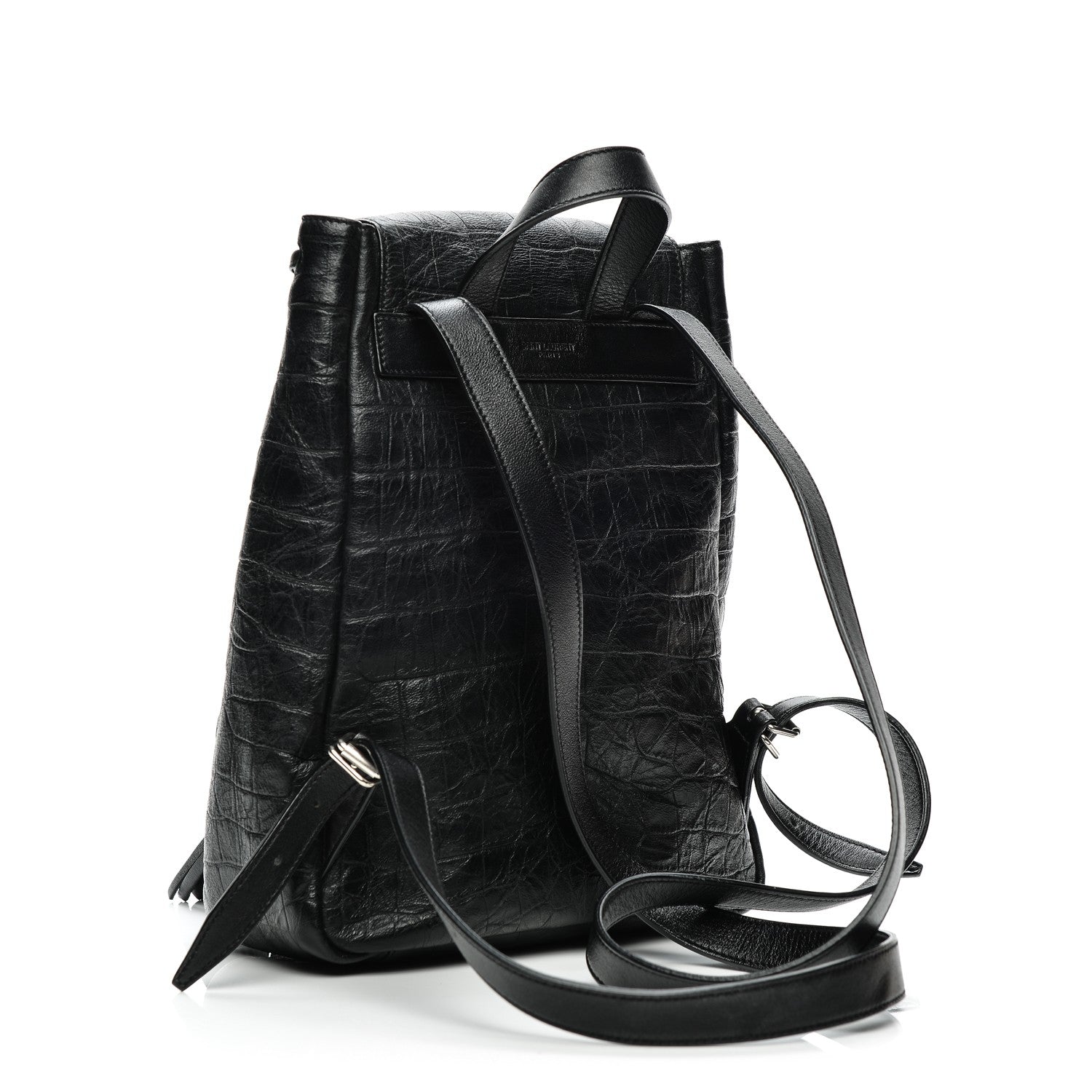 Saint Laurent Crocodile Embossed Lambskin Festival Backpack Black 3 of 8