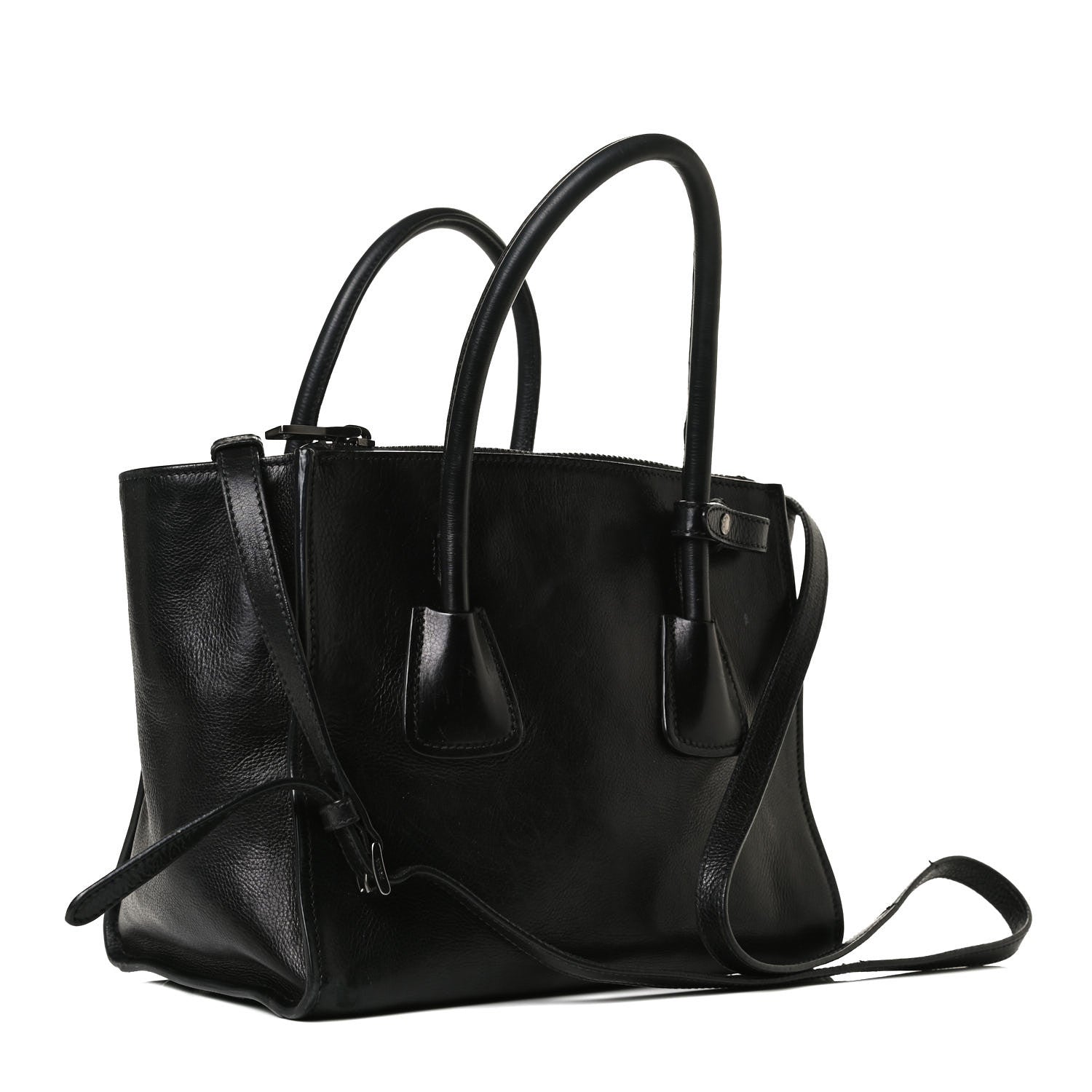 Prada Glace Calf Twin Pocket Tote Black 3 of 12