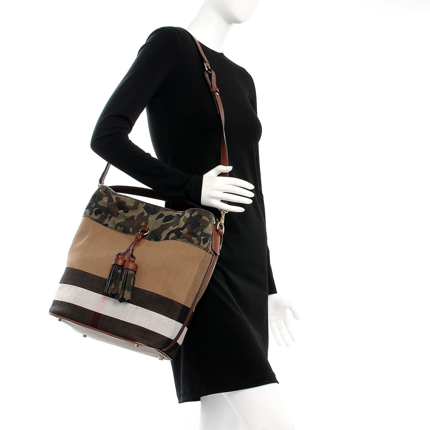 Canvas Mega Check Camouflage Medium Susanna Hobo Russet Brown