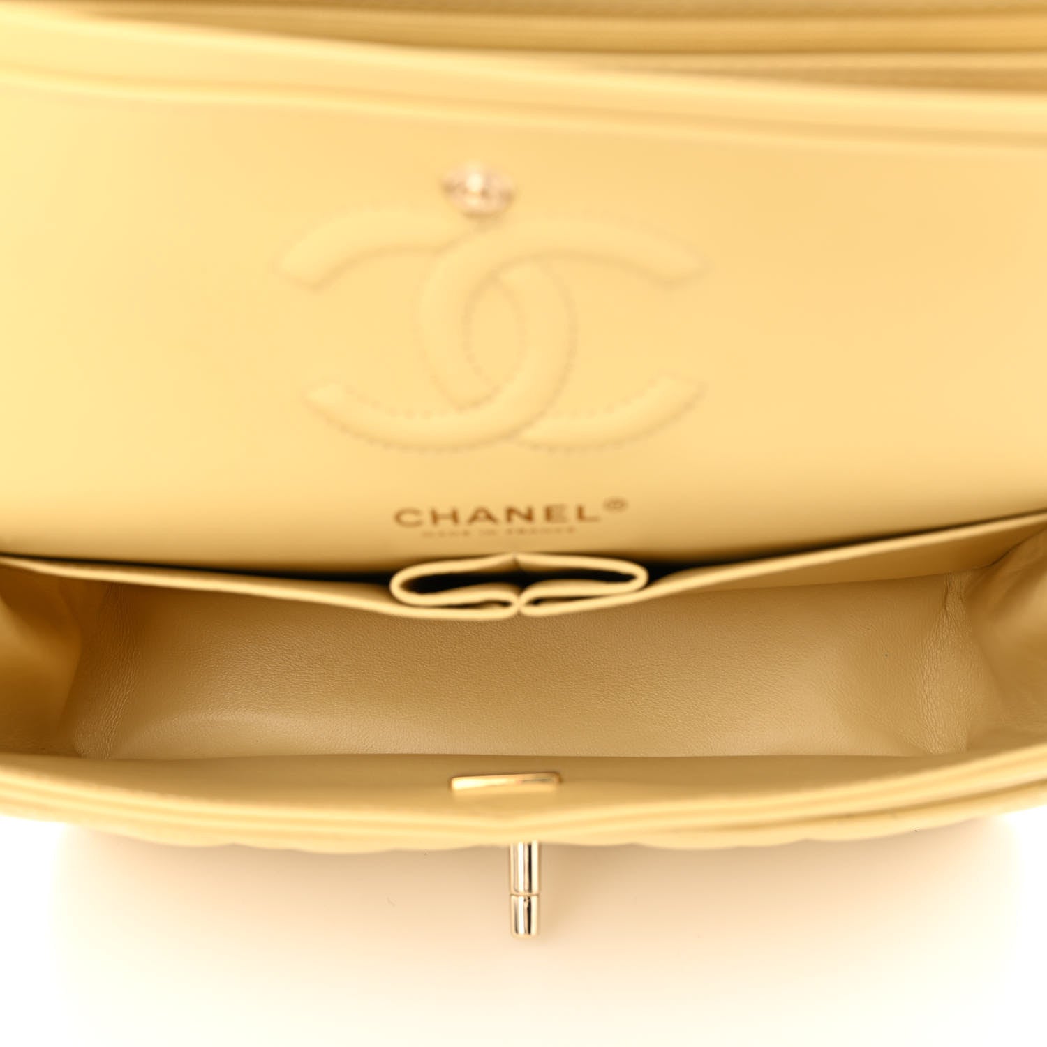 Chanel Lambskin Quilted Small Double Flap Yellow 5 of 10