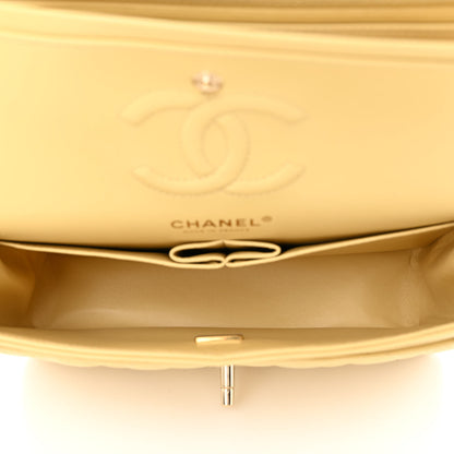 Chanel Lambskin Quilted Small Double Flap Yellow 5 of 10