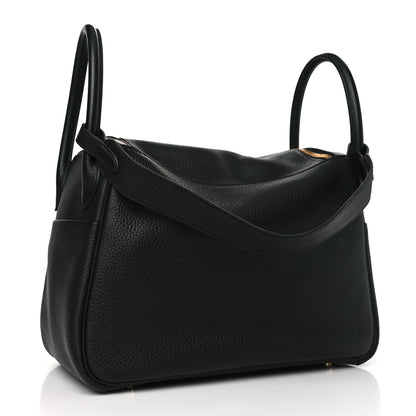 Hermes Taurillon Clemence Lindy 30 Black 3 of 9