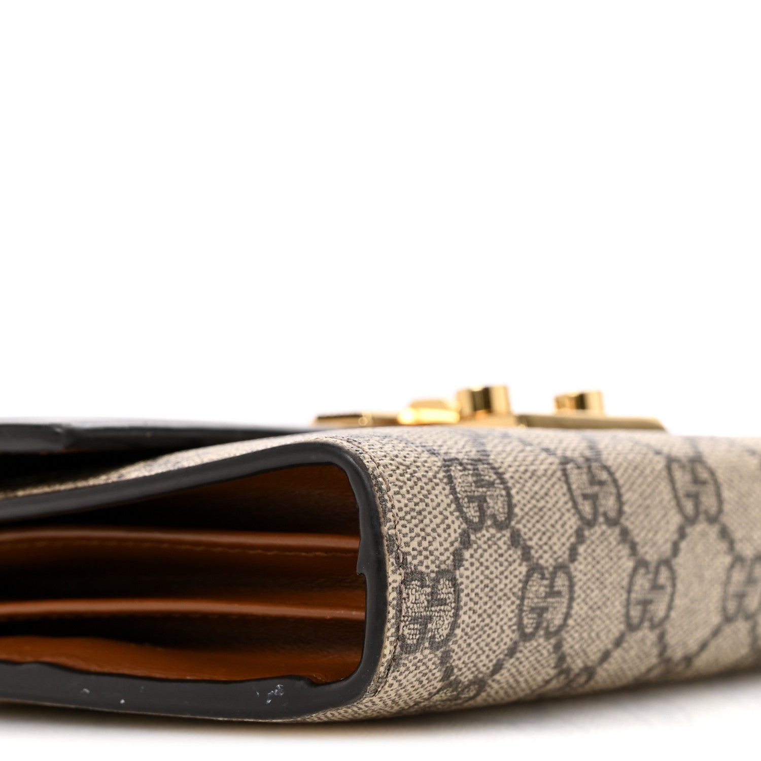 Gucci GG Supreme Monogram Calfskin Mini Padlock Shoulder Bag Beige Black Cuir 8 of 15