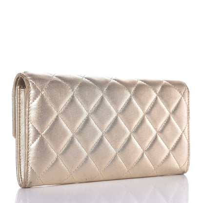 Chanel Metallic Quilted Flap Wallet Gold 3 of 13
