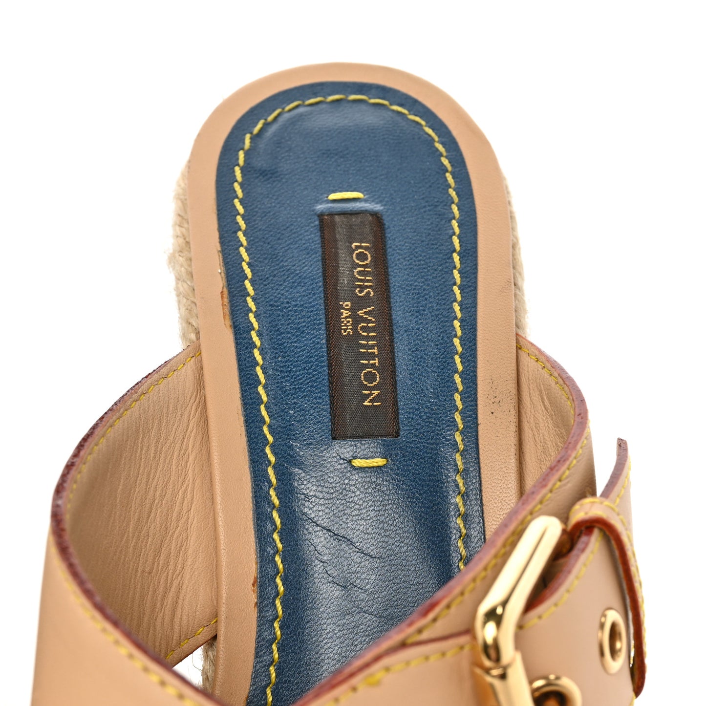 Vachetta Denim Juan Les Pins Espadrille Wedge Heels 38.5 Blue