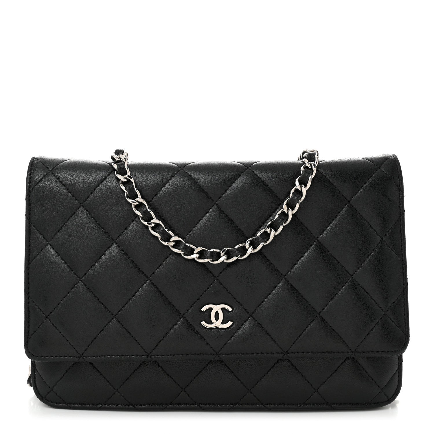 Chanel Lambskin Quilted Wallet On Chain WOC Black 1 of 11