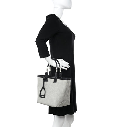 Hermes Military Toile Canvas Swift Steeple 25 Bag Ecru Black 2 of 12