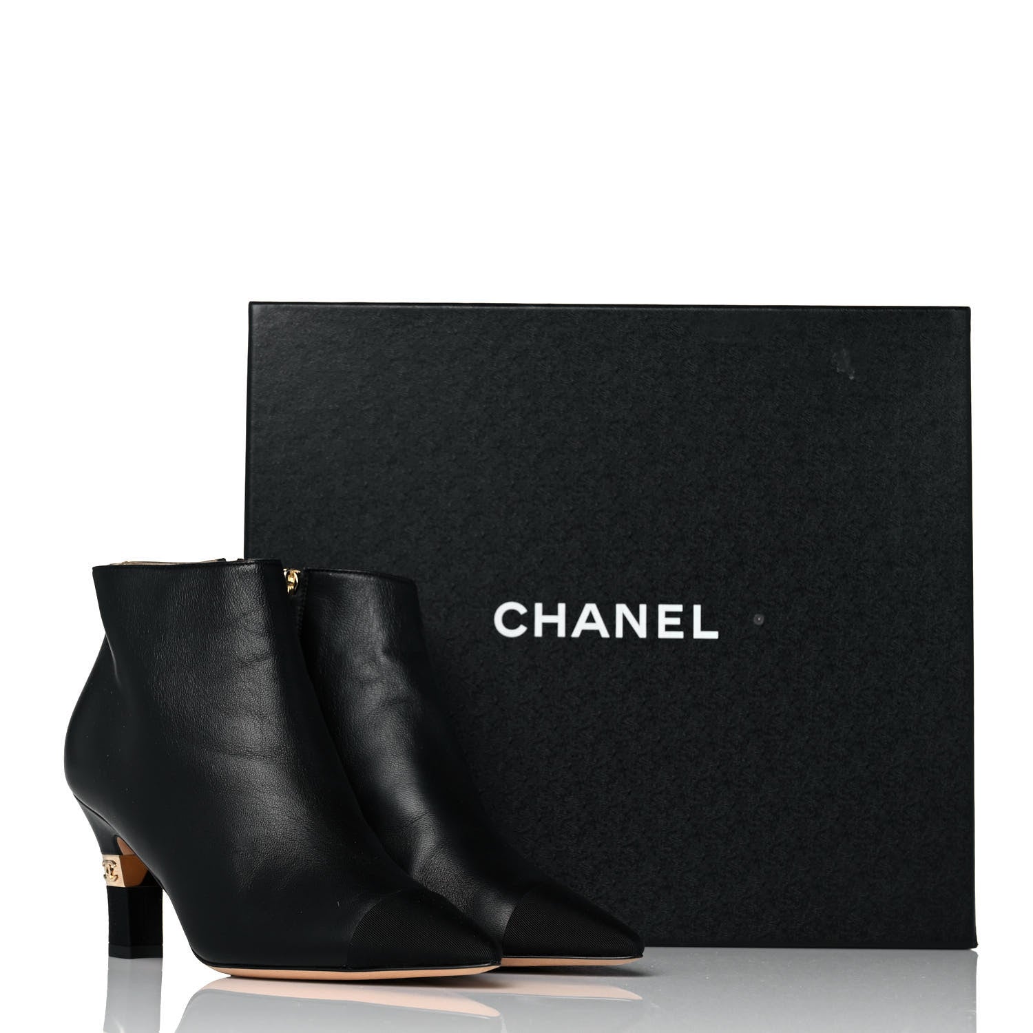 Chanel Lambskin Grosgrain Cap Toe Short Ankle Boots 36 Black 8 of 8
