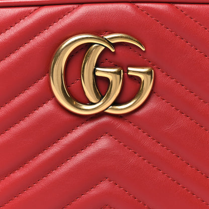 Gucci Calfskin Matelasse Small GG Marmont Chain Shoulder Bag Hibiscus Red 8 of 12