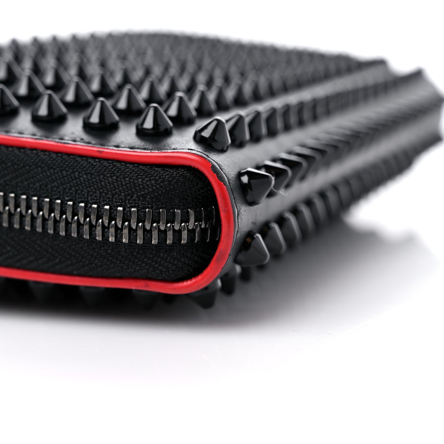 Calfskin Panettone Spiked Zip Around Wallet Black