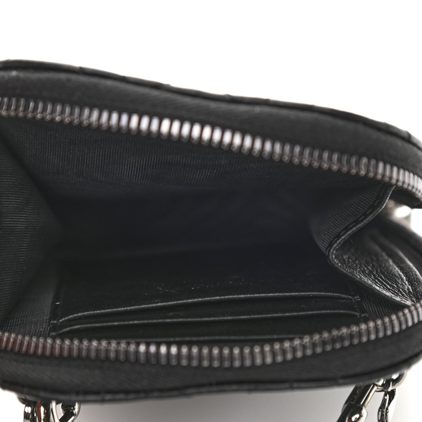 Lambskin Cannage Lady Dior Phone Holder Black