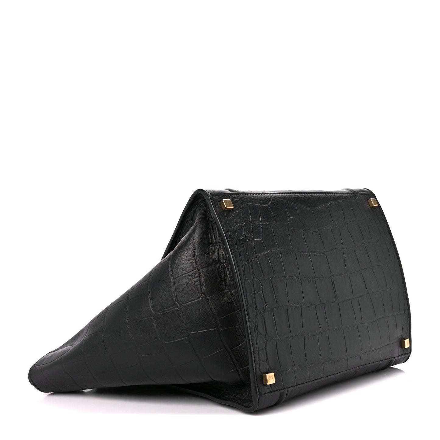 Crocodile Embossed Calfskin Medium Phantom Luggage Black