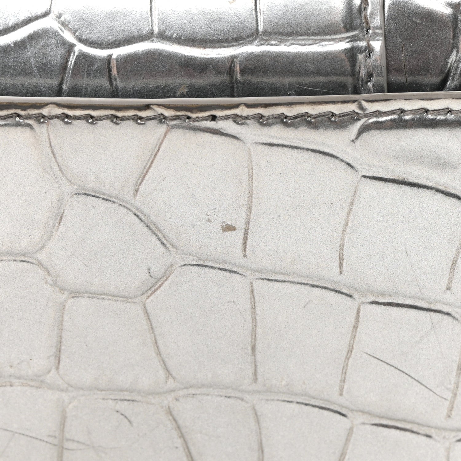 Balenciaga Metallic Calfskin Crocodile Embossed Hourglass Top Handle Bag XS Silver 24 of 27