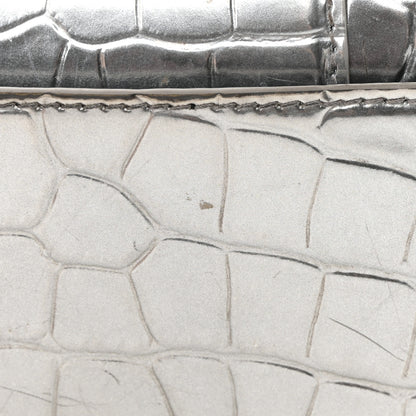 Balenciaga Metallic Calfskin Crocodile Embossed Hourglass Top Handle Bag XS Silver 24 of 27
