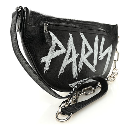 Balenciaga Agneau Arena Graffiti All Over XS Souvenir Belt Bag Black White 3 of 9