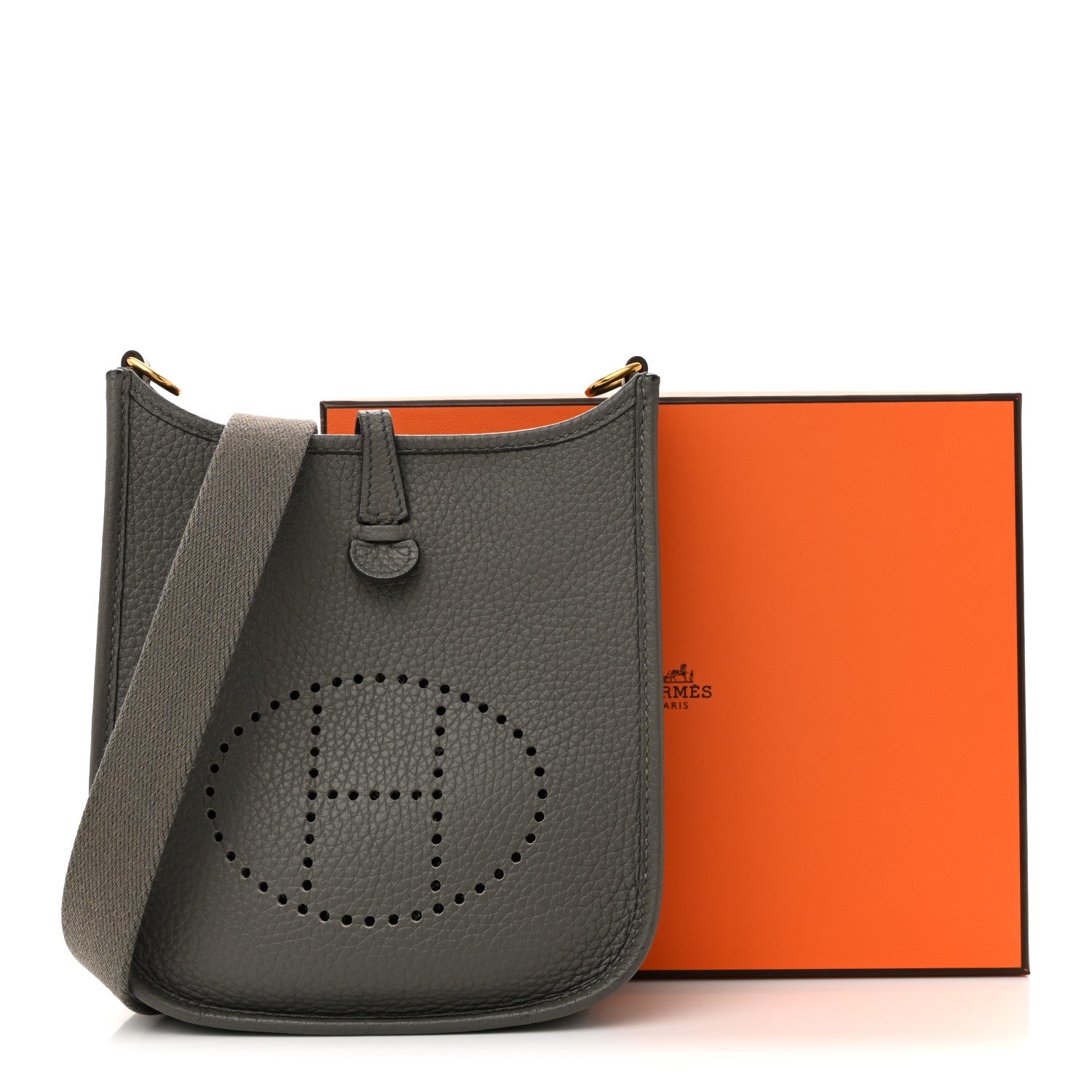 Hermes Taurillon Clemence Evelyne TPM Gris Meyer 17 of 17