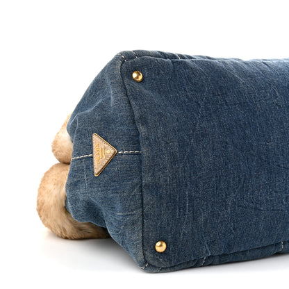 Prada Denim Eco Lapin Logo Tote Avio Cipria 9 of 11