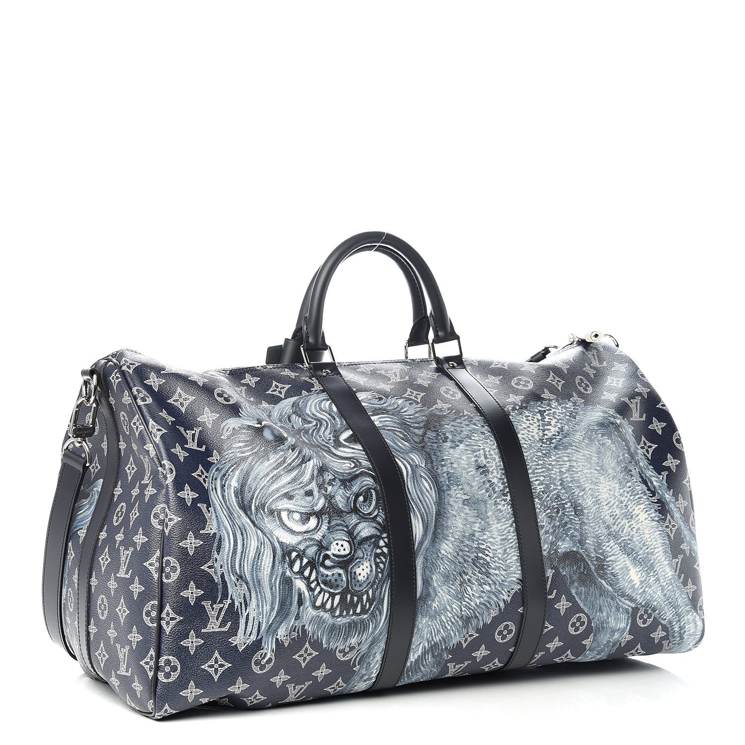 Louis Vuitton Savane Monogram Lion Chapman Keepall Bandouliere 55 Encre 3 of 10