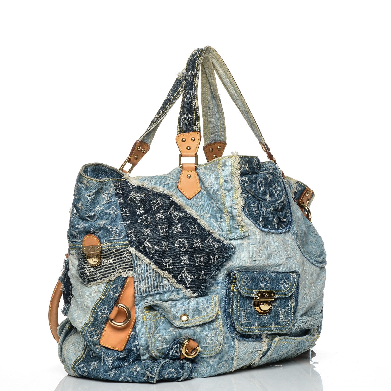 Louis Vuitton Denim Patchwork Cabby Tote Blue 3 of 18