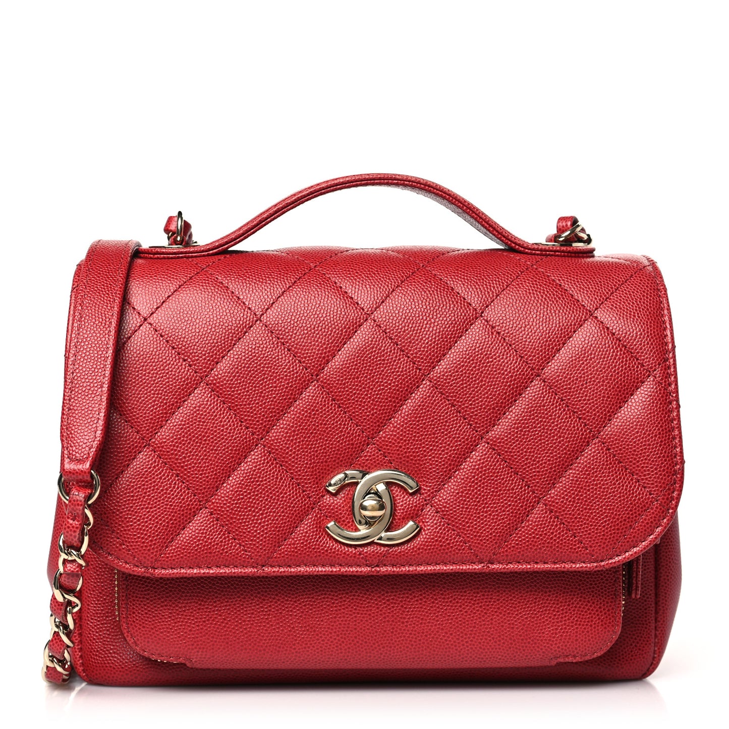 Caviar Quilted Medium Business Affinity Flap Red