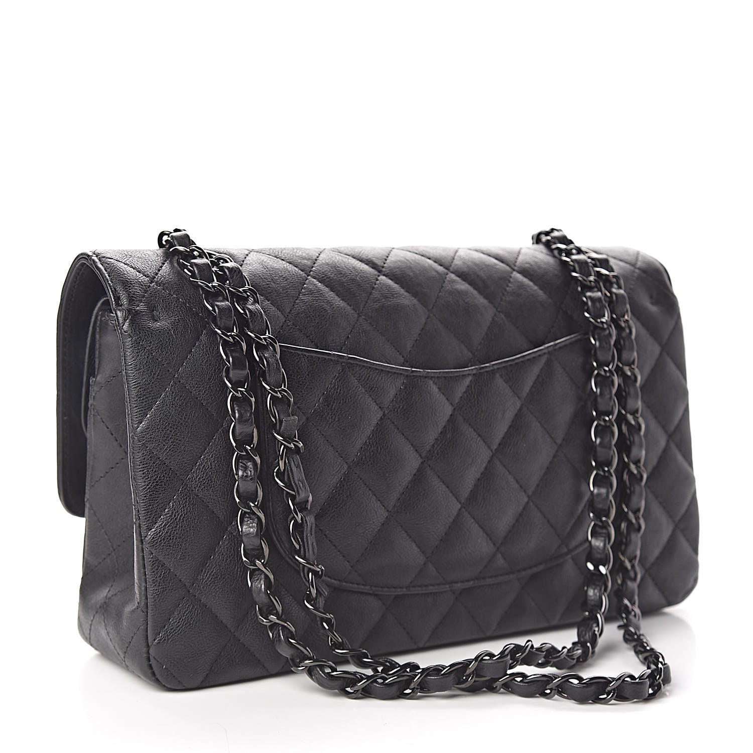 Chanel Crumpled Calfskin Quilted Medium Double Flap So Black 3 of 11