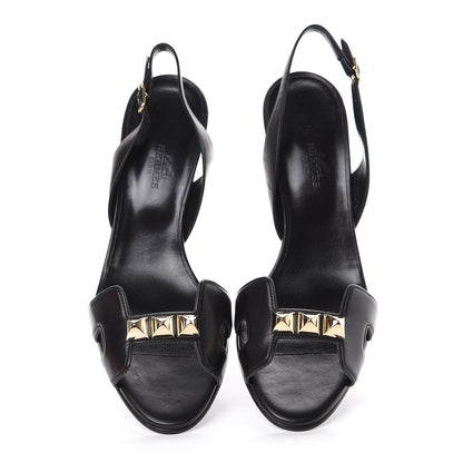 Hermes Calfskin Premiere Sandals 38 Black 5 of 9