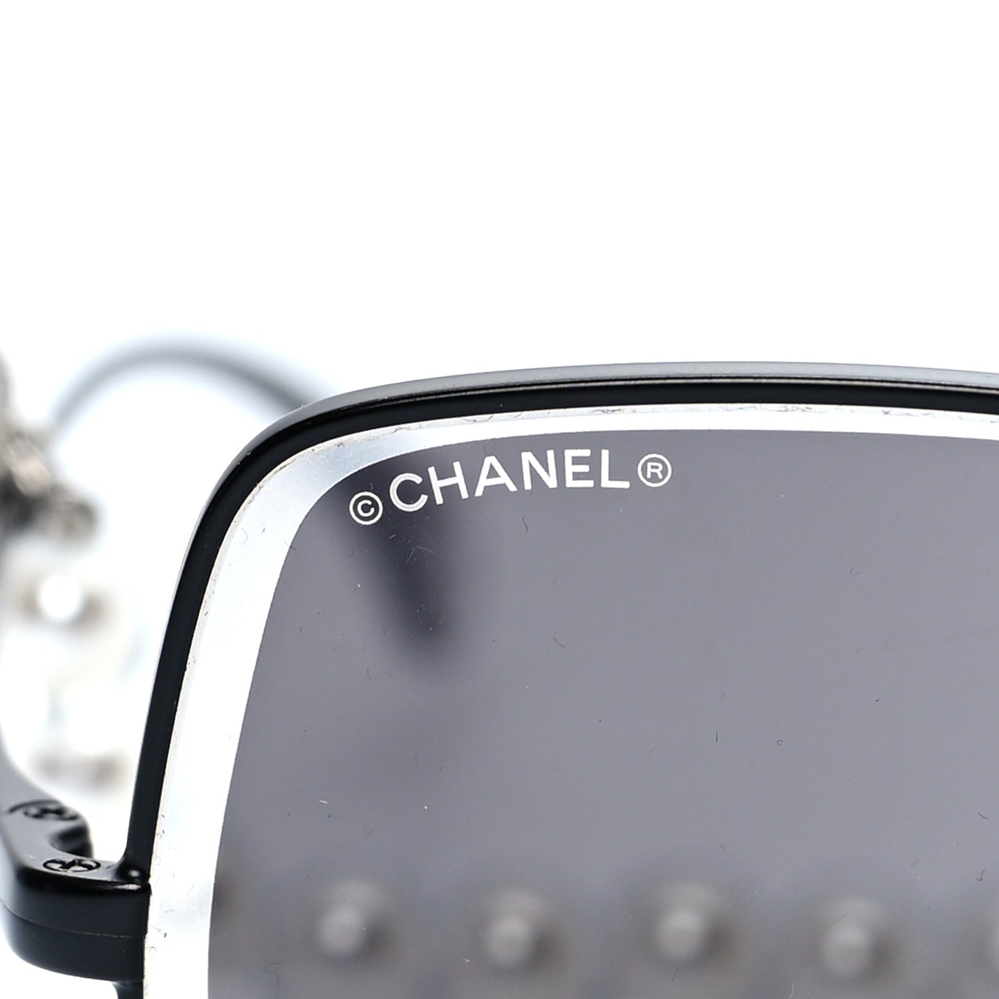 Metal Butterfly Removable Pearl Chain Sunglasses 4262 Black