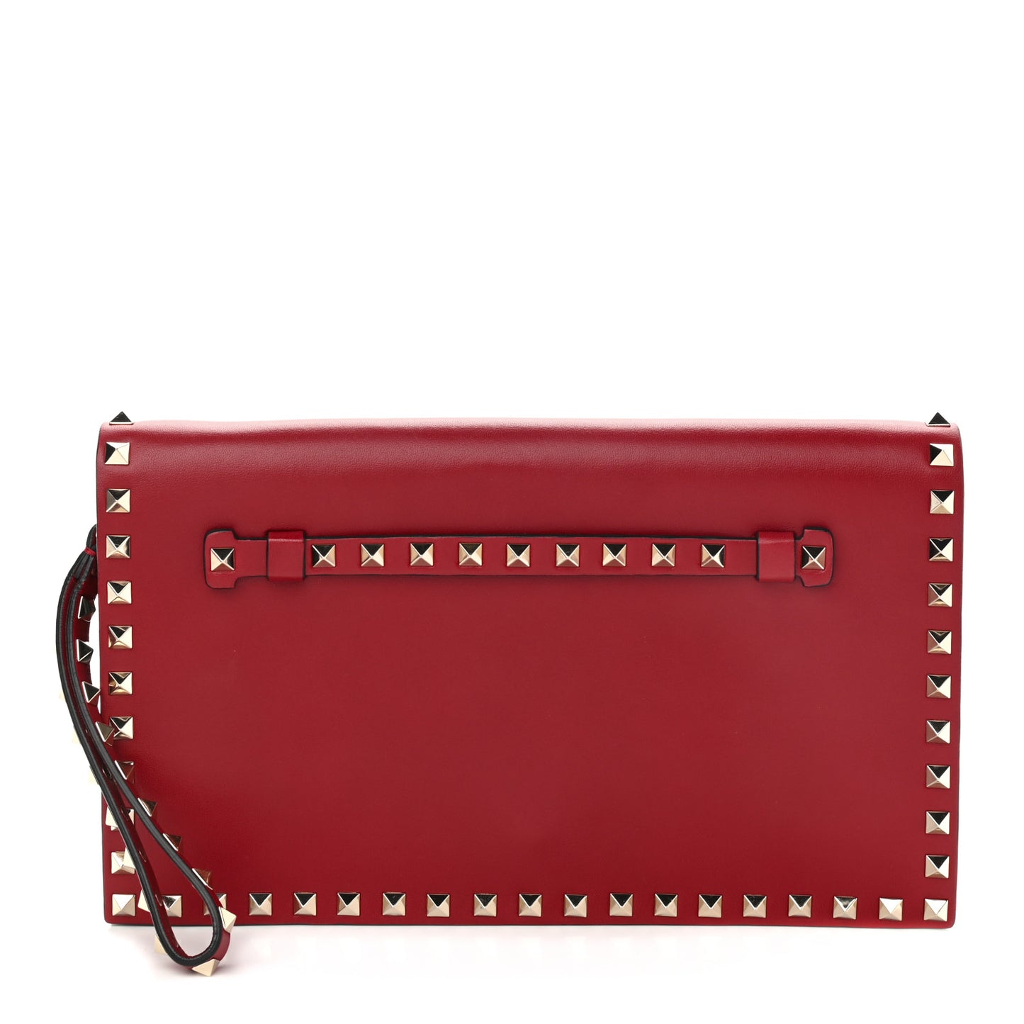 Nappa Rockstud Wristlet Clutch Rosso Valentino